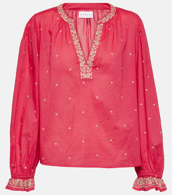  Velvet Velvet Top Ania De Algodón Bordado 
