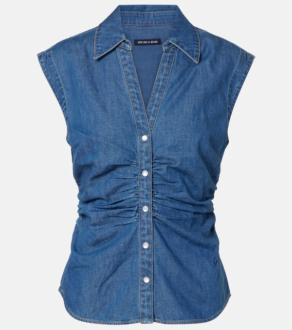  Veronica Beard Veronica Beard Top Sera De Denim Fruncido 