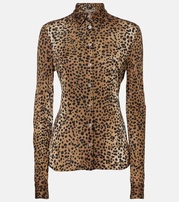  Versace Versace Camisa Con Estamado De Leopardo 