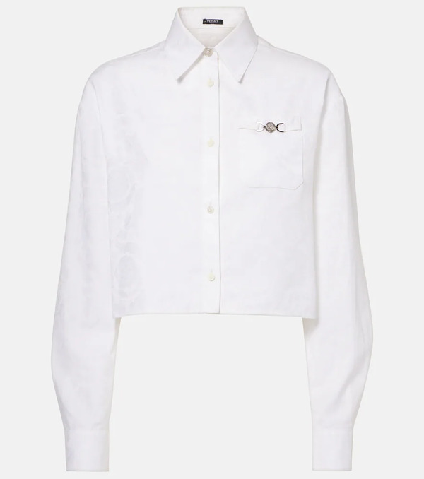  Versace Versace Camisa Cropped Barocco De Algodón 