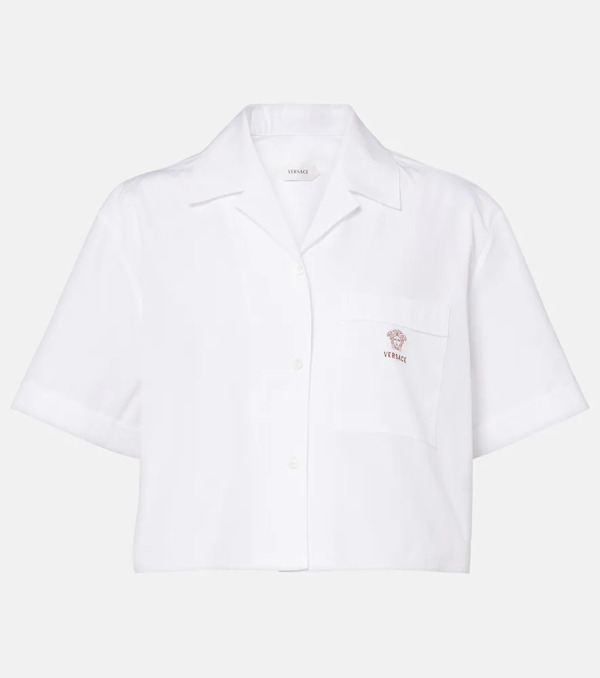  Versace Versace Camisa Cropped De Popelín De Algodón 