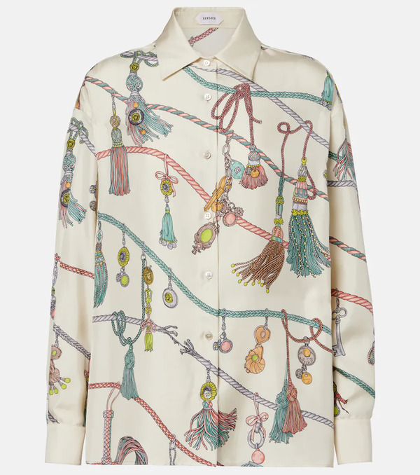  Versace Versace Camisa De Sarga De Seda Estampada 