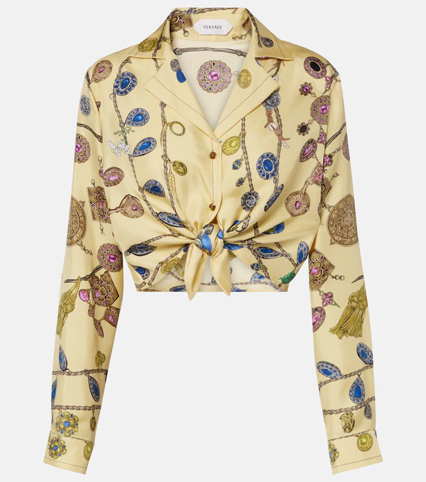 Versace Versace Camisa De Sarga De Seda Estampada 