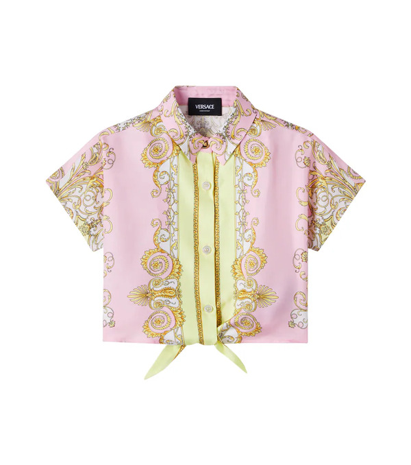  Versace Kids Versace Kids Camisa Spring Barocco De Sarga De Seda 