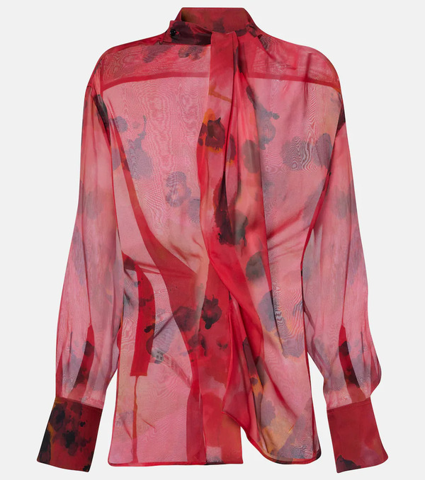  Victoria Beckham Victoria Beckham Blusa De Seda Estampada Drapeada 