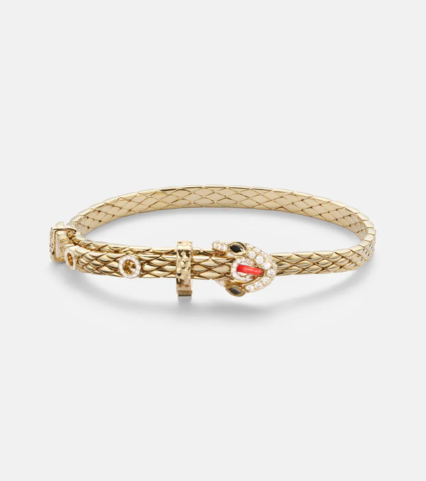  Yvonne Leon Yvonne Léon Pulsera Python Mini De Oro De 9 ct Con Diamantes Y Esmalte 