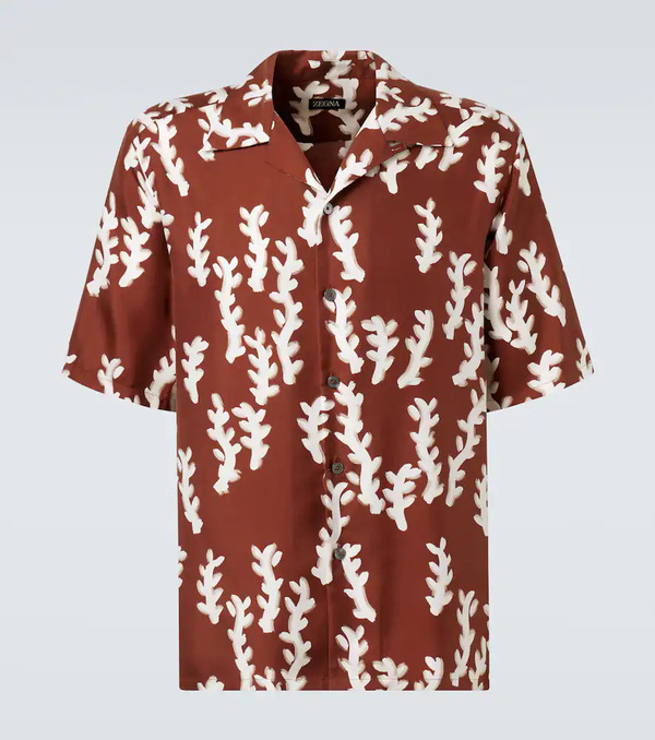  Zegna Zegna Camisa Bowling De Seda Estampada 