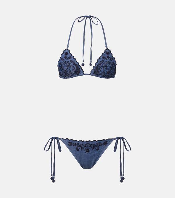  Zimmermann Zimmermann Bikini Aster De Denim Bordado 
