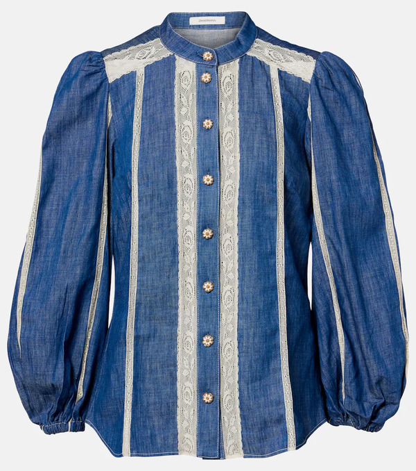  Zimmermann Zimmermann Camisa Awaken De Denim Con Encaje 