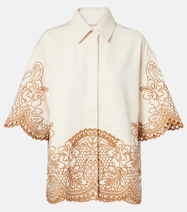  Zimmermann Zimmermann Camisa Como De Algodón Bordada 