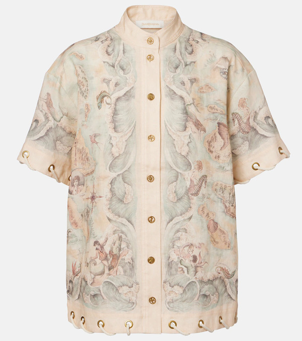  Zimmermann Zimmermann Camisa De Lino Estampada 