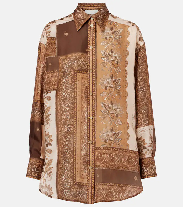  Zimmermann Zimmermann Camisa Lucky De Satén De Seda Estampada 