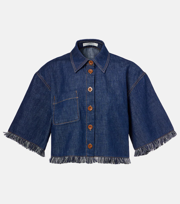 Zimmermann Zimmermann Camisa Rhiannon De Denim Con Flecos 