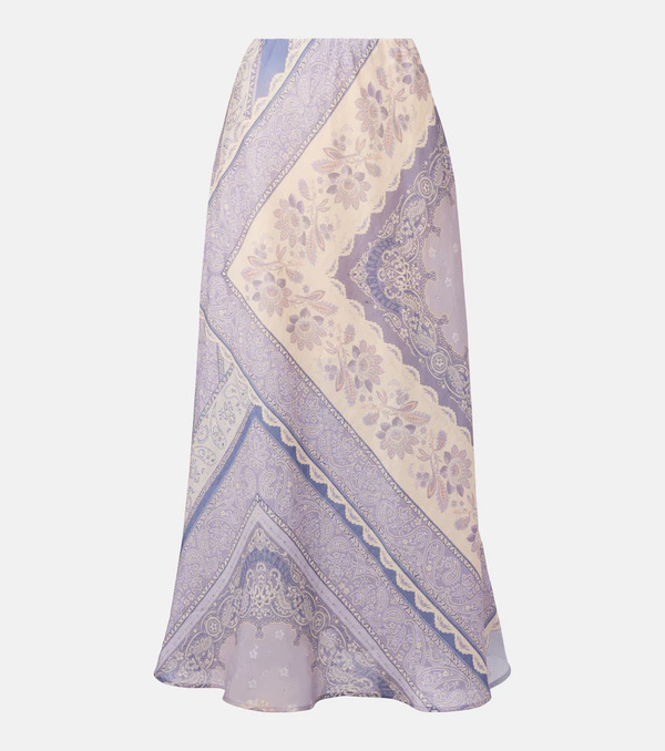  Zimmermann Zimmermann Falda Lucky De Lino Estampada 