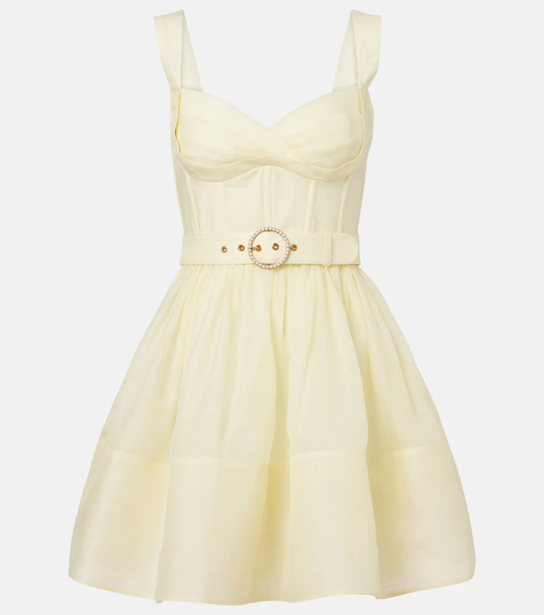  Zimmermann Zimmermann Vestido Corto Dawning De Lino Y Seda 