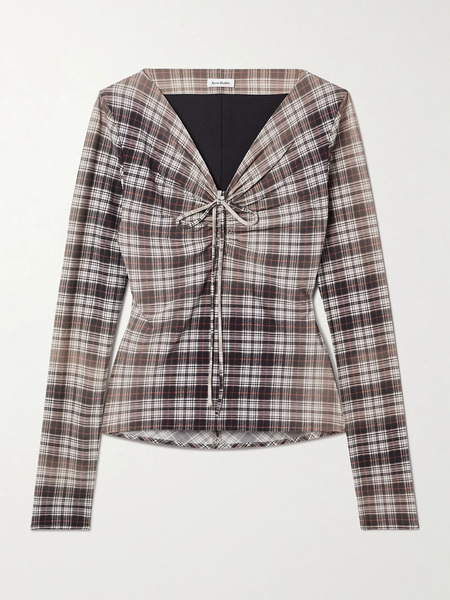  Acne Studios Acne Studios - Ruched Checked Stretch-jersey Top - Multi 