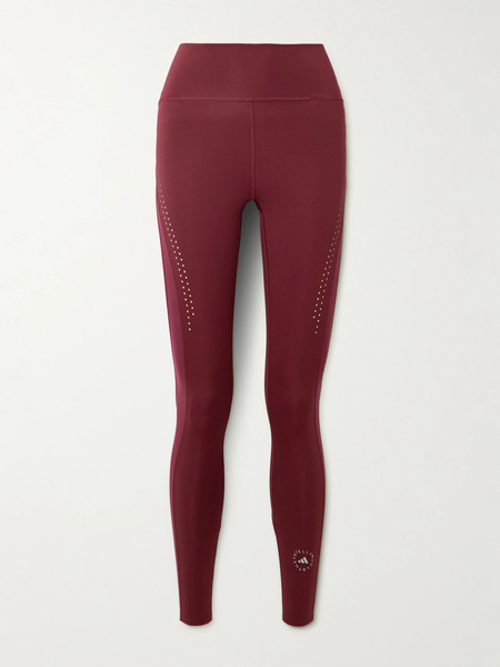  Adidas By Stella Mccartney Adidas By Stella Mccartney - Truepurpose Perforated Printed Recycled Stretch-jersey Leggings - Burgundy 