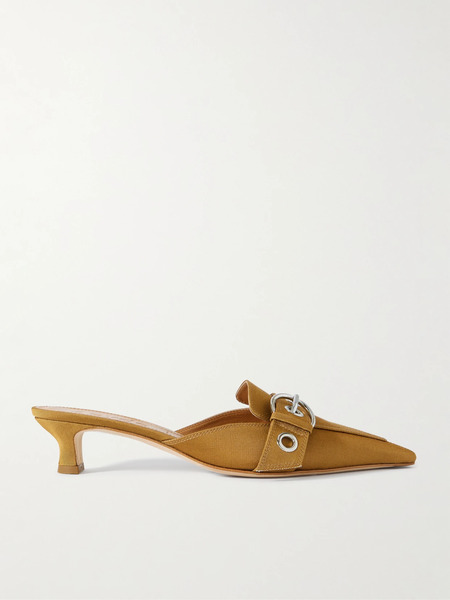  Aeyde Aeyde - Danielle Buckled Grosgrain Mules - Camel 