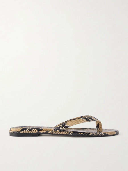  Aeyde Aeyde - Melody Snake-effect Leather Flip Flops - Snake Print 