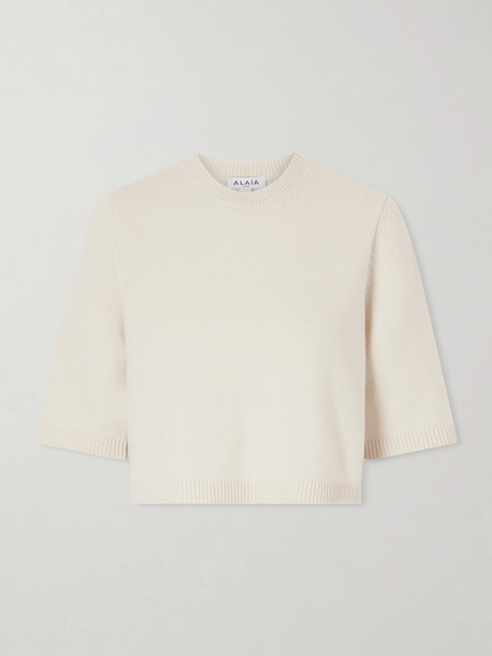  Alaïa Alaïa - Cropped Cashmere-blend Sweater - White 