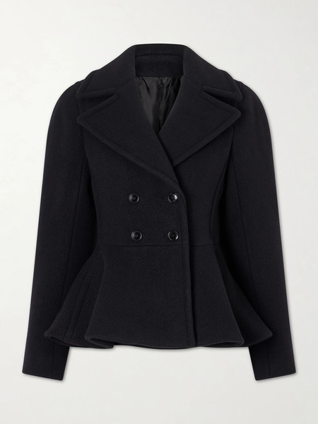  Alaïa Alaïa - Double-breasted Wool-blend Peplum Coat - Navy 