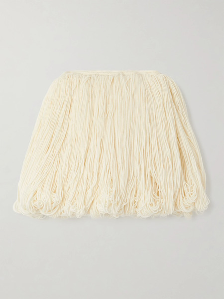  Alaïa Alaïa - Fringed Wool-blend Mini Skirt - White 