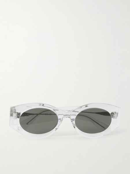  Alaïa Alaïa - Lettering Round-frame Acetate Sunglasses - Clear 