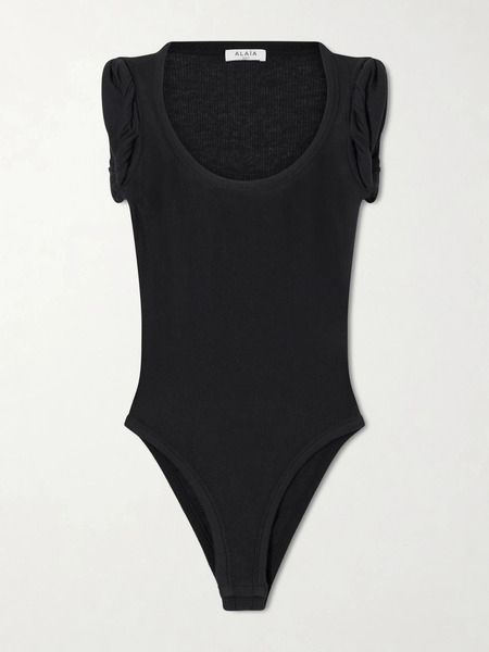  Alaïa Alaïa - Ribbed Modal-blend Jersey Bodysuit - Black 