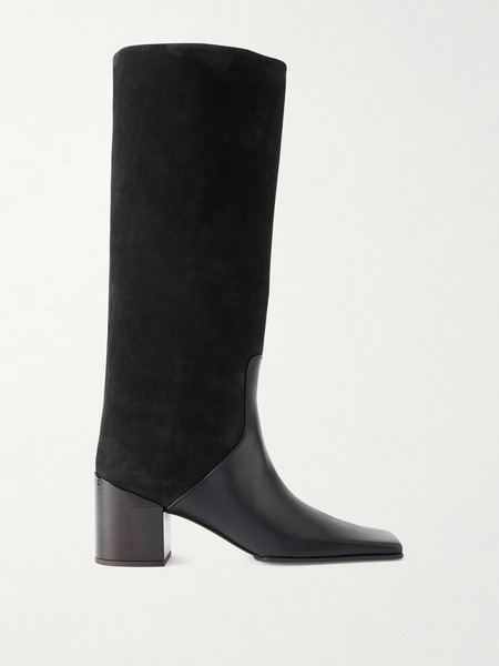  Alaïa Alaïa - Textured-leather And Suede Knee Boots - Black 