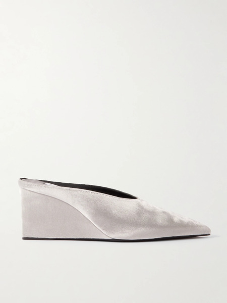  Alaïa Alaïa - 75 Velvet Wedge Mules - Gray 