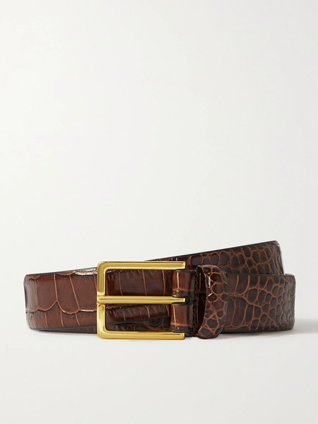  Anderson's Anderson's - Croc-effect Leather Belt - Brown 