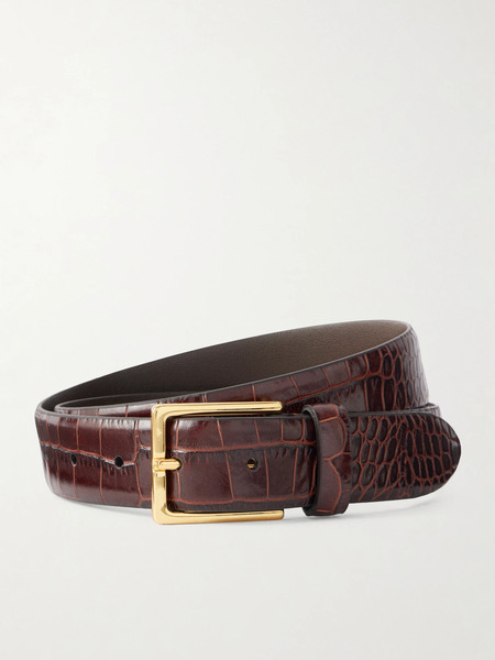  Anderson's Anderson's - Croc-effect Leather Belt - Dark Brown 