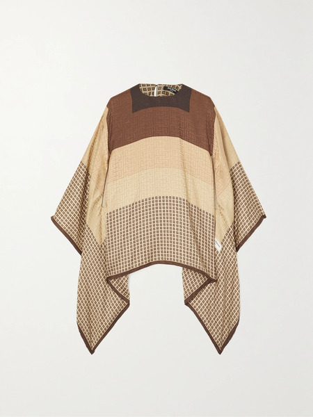  Balmain Balmain - Printed Silk-jacquard Poncho - Tan 