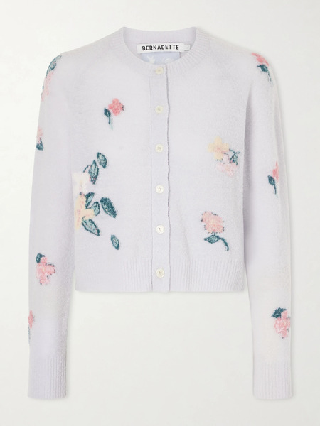  Bernadette Bernadette - Clemence Wool-blend Floral-patterned Cardigan - Blue 