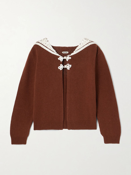  Bode Bode - Astoria Sequin-embellished Wool And Cashmere-blend Cardigan - Brown 