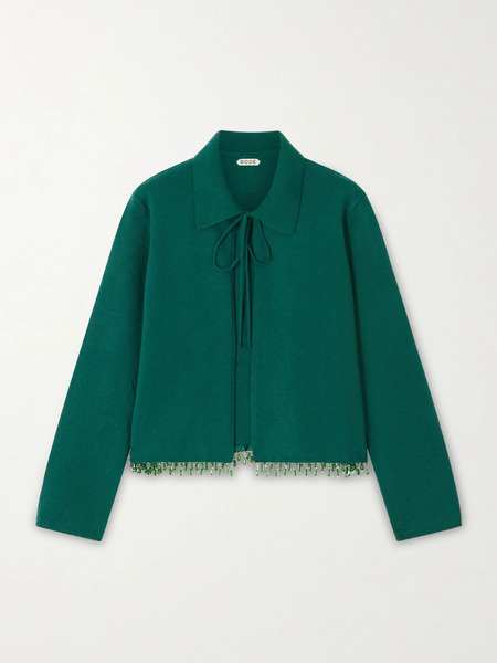 Bode Bode - Embellished Wool And Cashmere-blend Cardigan - Dark Green 