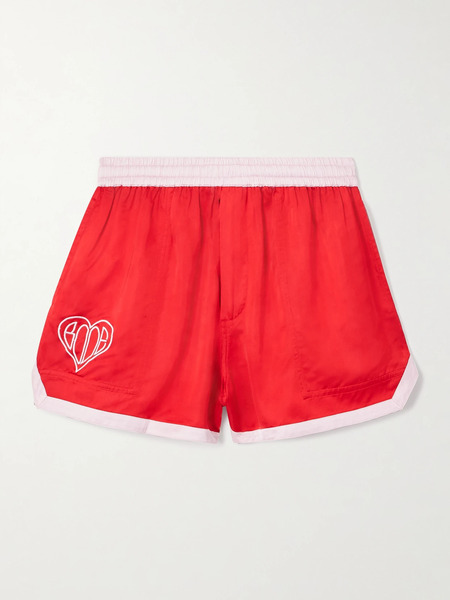  Bode Bode - Embroidered Two-tone Satin Shorts - Xx Small 
