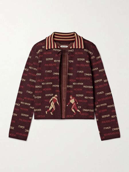  Bode Bode - Gridiron Cotton-jacquard Cardigan - Burgundy 