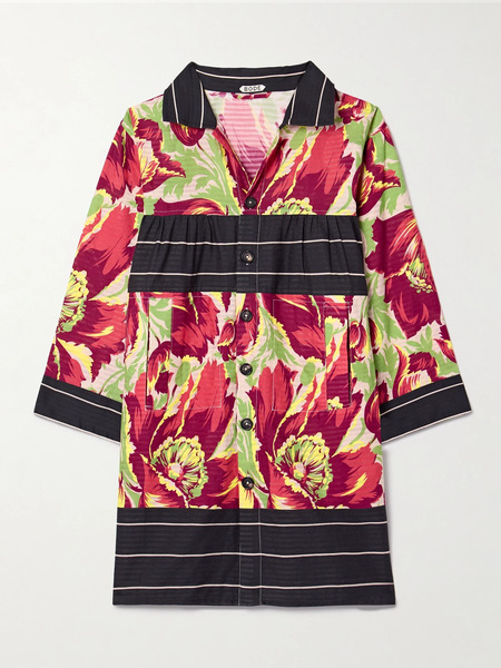  Bode Bode - Printed Cotton-jacquard Mini Shirt Dress - Multi 