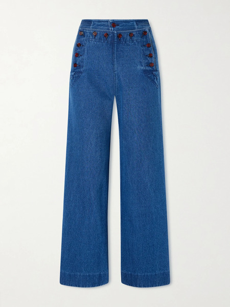  Bode Bode - Sailor Cropped High-rise Wide-leg Jeans - Indigo 