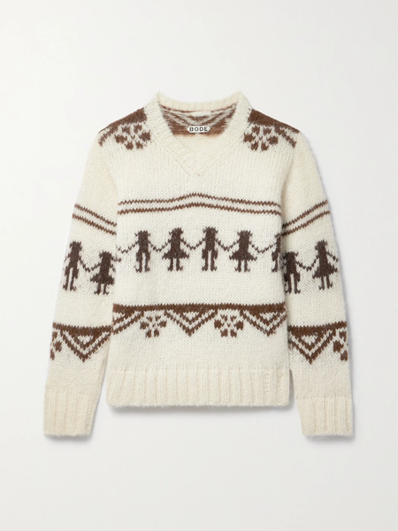  Bode Bode - Talo Alpaca-blend Jacquard Sweater - Cream 