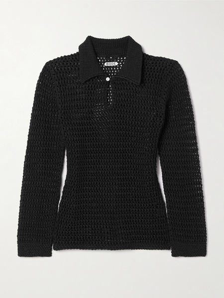  Bode Bode - Willows Crocheted Cotton Top - Black 