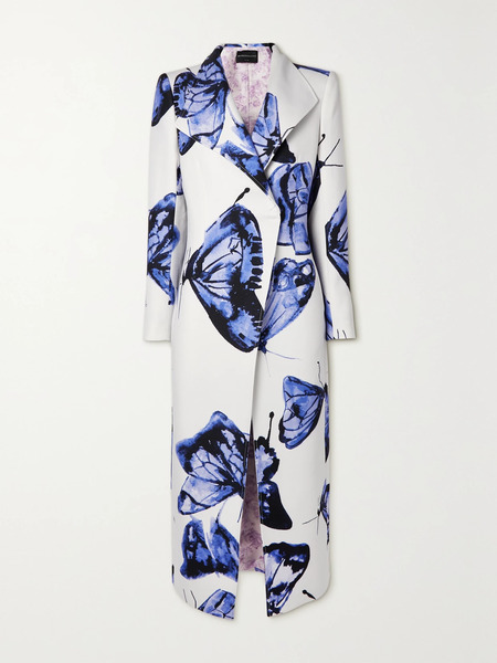  Brandon Maxwell Brandon Maxwell - Printed Wool And Silk-blend Coat - Blue 