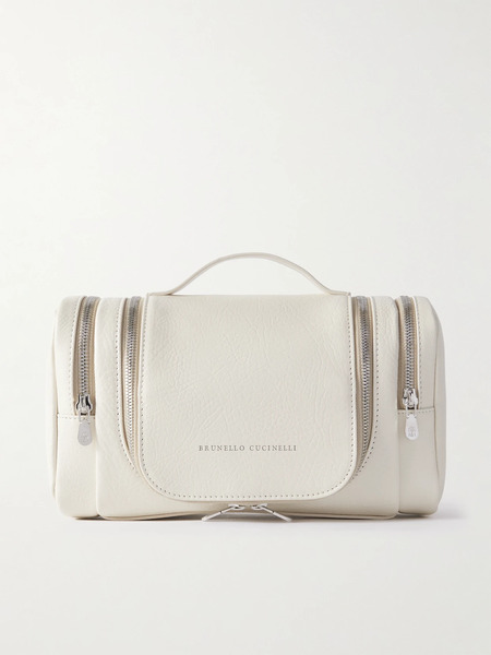  Brunello Cucinelli Brunello Cucinelli - Textured-leather Cosmetics Case - White 