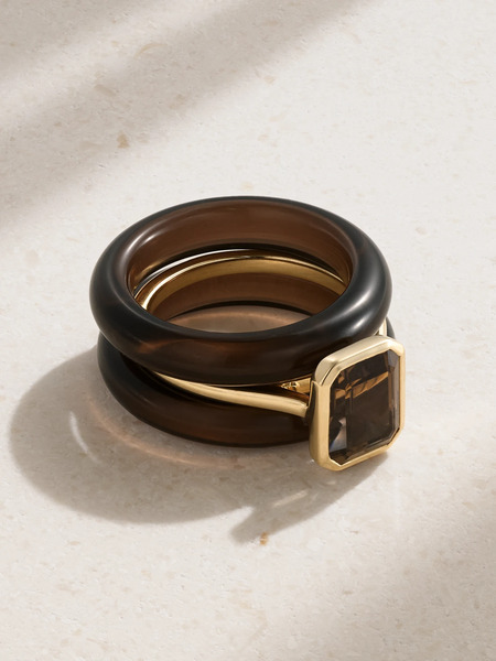  By Pariah By Pariah - Lumen Stack 14-karat Recycled Quartz Ring - Brown 