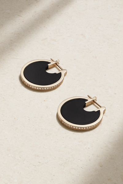  By Pariah By Pariah - + Net Sustain Lenticular 14-karat Recycled Gold, Onyx And Laboratory-grown Diamond Earrings - Black 