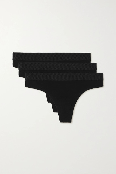  Cdlp Cdlp - + Net Sustain Set Of Three Tencel Lyocell-blend Thongs - Black 