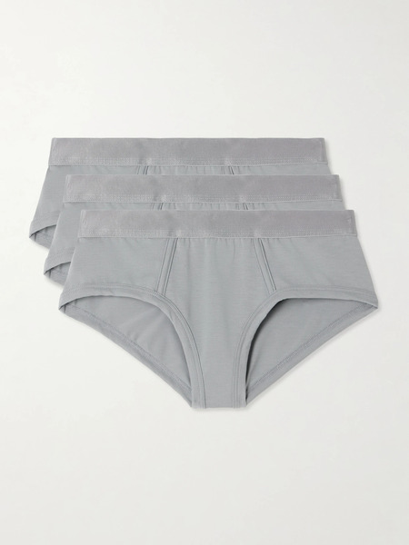  Cdlp Cdlp - Set Of Three Stretch-tencel Lyocell Briefs - Light Gray 
