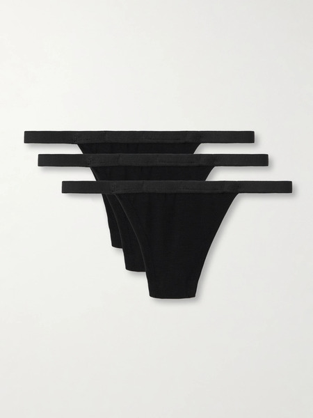  Cdlp Cdlp - Set Of Three Stretch-tencel™ Lyocell Thongs - Black 