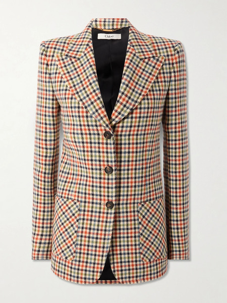  Chloé Chloé - Checked Wool-blend Blazer - Gray 